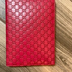 Gucci Scarlet Embossed Leather passport or notebook cover